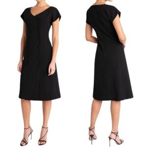 NWT Black Halo Braxton Double Breasted Button Front Midi Dress in Black Sz. 6